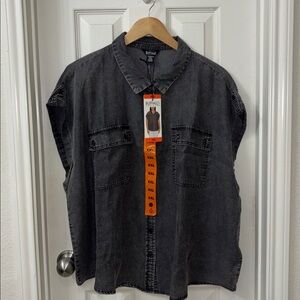 Buffalo David Bitton Charcoal Sleeveless Denim Shirt